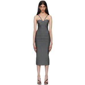 Herve Leger Recycled Rayon Midi Dress Size XS Womens Gray $630
